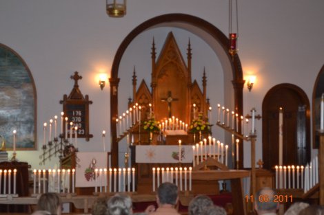 Lighting of the candles during our annual Candlelight Vespers Service to celebrate our departed loved ones. This service is held the first Sunday in November in conjunction with All Saints Sunday.
